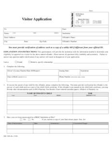 For Office Use Only  Name: Visitor Application