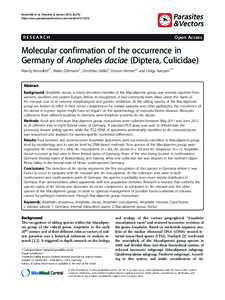 Molecular confirmation of the occurrence in Germany of Anopheles daciae (Diptera, Culicidae)