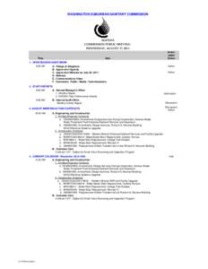 WASHINGTON SUBURBAN SANITARY COMMISSION  AGENDA COMMISSION PUBLIC MEETING  WEDNESDAY, AUGUST 17, 2011