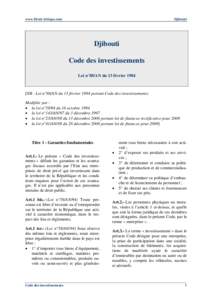 Microsoft Word - Djibouti - Code investissements 2009.doc