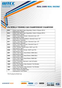    FIA WORLD TOURING CAR CHAMPIONSHIP CHAMPIONS