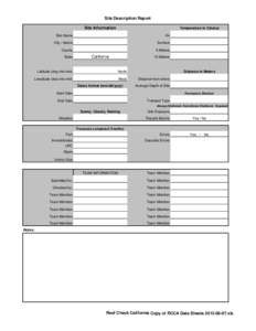 Site Description Report Site Information Temperature in Celsius  Site Name