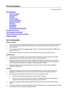 First aid kit contents guidelines (separate document)