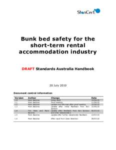 Bunk bed safety for the short-term rental accommodation industry DRAFT Standards Australia Handbook  20 July 2010