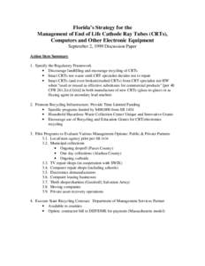 Management of End of Life Cathode Ray Tubes (CRTs), Computers and Other Electronic Equipment - Electronics - Solid and Hazardous Waste  - Florida DEP - [crt_9_2.PDF]