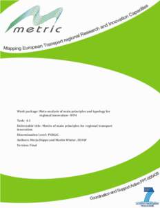 Work package: Meta-analysis of main principles and typology for regional innovation– WP4 Task: 4.1 Deliverable title: Matrix of main principles for regional transport innovation Dissemination Level: PUBLIC