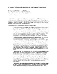 New York City Fire Department / New York City Fire Commissioner / Giuliani Partners / Radio communications during the September 11 attacks / Rudy Giuliani: Urban Legend / September 11 attacks / Jerome Hauer / Howard Safir / Bernard Kerik / Rudy Giuliani / New York / Government of New York City