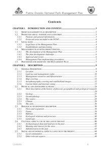 Piatra Craiului National Park Management Plan  Contents