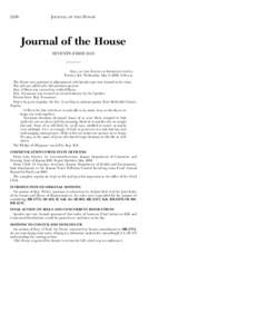2430  JOURNAL OF THE HOUSE Journal of the House SEVENTY-FIRST DAY