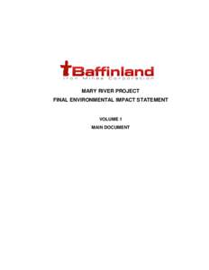 MARY RIVER PROJECT FINAL ENVIRONMENTAL IMPACT STATEMENT VOLUME 1 MAIN DOCUMENT