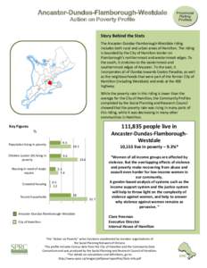 Ancaster-Dundas-Flamborough-Westdale Action on Poverty Profile Story Behind the Stats The Ancaster-Dundas-Flamborough-Westdale riding includes both rural and urban areas of Hamilton. The riding