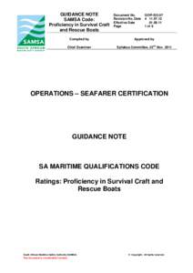 GUIDANCE NOTE SAMSA Code: Proficiency in Survival Craft and Rescue Boats  Document No.