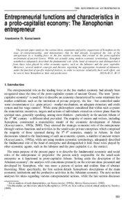 THE XENOPHONIAN ENTREPRENEUR  Entrepreneurial functions and characteristics in