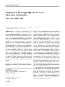 Psychol. Inj. and Law:208–220 DOIs12207The Impact of Psychological Injuries on Sexual Harassment Determinations Ryan J. Winter & Jonathan P. Vallano