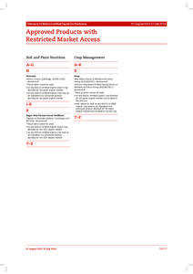 Directory of BioGro Certified Inputs for Producers  01 August[removed]July 2014 Approved Products with Restricted Market Access