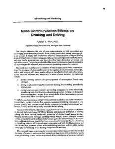 15  Advertising and Marketing Mass Communication Effects on Drinking and Driving