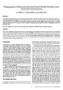 Biogeography of Indonesian Mountain Weasel Mustela lutreolina and a newly discovered specimen Shai MEIRI¹, J. W. DUCKWORTH² and Erik MEIJAARD³