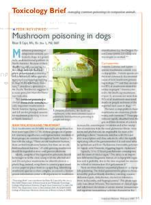 Toxicology Brief managing common poisonings in companion animals ❖ PEER-REVIEWED Mushroom poisoning in dogs Rhian B. Cope, BVSc, BSc (Hon 1), PhD, DABT