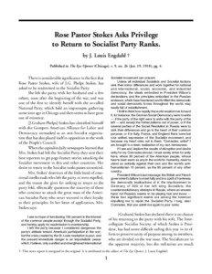 Industrial Workers of the World / Polish people / Rose Pastor Stokes / James Graham Phelps Stokes / Socialist Party of America / J. Louis Engdahl / Stokes / John Spargo / National Party / Socialism / Politics of the United States / Political parties in the United States