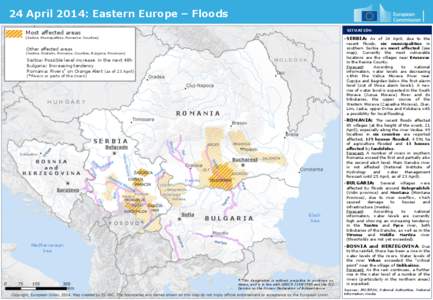24 April 2014: Eastern Europe – Floods SITUATION Most affected areas Serbia_MostAffectedDepts