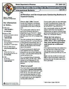 Illinois Department of Revenue  FY[removed]County Public Safety Tax in Tazewell County Informational Bulletin