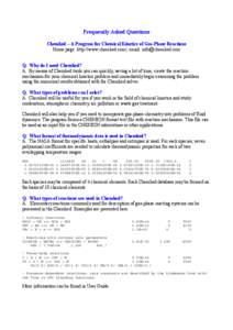 Frequently Asked Questions Chemked – A Program for Chemical Kinetics of Gas-Phase Reactions Home page: http://www.chemked.com/, email: [removed] Q. Why do I need Chemked? A. By means of Chemked tools you can qui