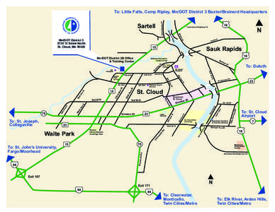 Riverview Ave N  To: Little Falls, Camp Ripley, Mn/DOT District 3 Baxter/Brainerd Headquarters Sartell