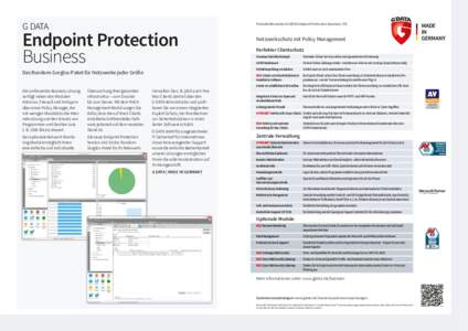 G DATA  Produktinformation G DATA Endpoint Protection Business / DE Endpoint Protection Business