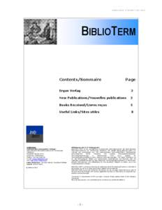 (I S S N[removed]5 ) B I T[removed]  BIBLIOTERM Contents/Sommaire Ergon Verlag