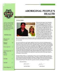 ABORIGINAL PEOPLE’S HEALTH Volume 1, Issue 1 August 2010