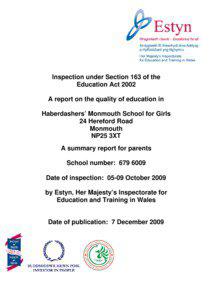 Inspection under Section 163 of the Education Act 2002 A report on the quality of education in