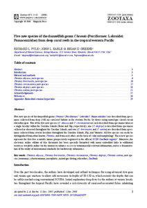 Zootaxa Pisces: Five new species of the damselfish genus Chromis (Perciformes: Labroidei:Pomacentridae) from deep coral reefs in the tropical western Pacific