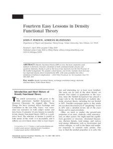 Fourteen Easy Lessons in Density Functional Theory JOHN P. PERDEW, ADRIENN RUZSINSZKY