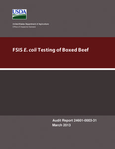 United States Department of Agriculture Office of Inspector General FSIS E. coli Testing of Boxed Beef  Audit Report[removed]