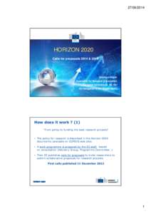 [removed]HORIZON 2020 Calls for proposals 2014 &[removed]Stéphane Hogan