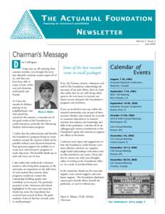 The Actuarial Foundation Newsletter - July 2002