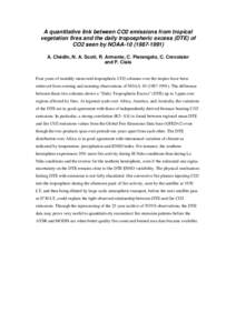 A quantitative link between CO2 emissions from tropical vegetation fires and the daily tropospheric excess (DTE) of CO2 seen by NOAA)