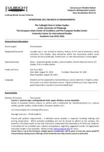 Concorso per Cittadini Italiani Categoria Distinguished Lecturer Anno Accademico[removed]Linking Minds Across Cultures  DESCRIZIONE DELL’INCARICO DI INSEGNAMENTO