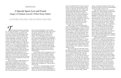 Washington /  D.C. / American architecture / White House / Stable / Abraham Lincoln / Mathew Brady / Alexander Gardner / Photography / Visual arts / Horse management