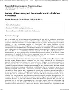 Society of Neurosurgical Anesthesia and Critical Care Newsle... : Journal of Neurosurgical Anesthesiology