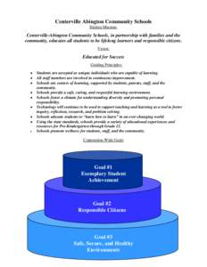 District Accreditation Mission, Vision and Goals