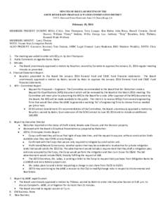 MINUTES OF REGULAR MEETING OF THE AMITE RIVER BASIN DRAINAGE & WATER CONSERVATION DISTRICT 3535 S. Sherwood Forest Boulevard, Suite 135, Baton Rouge, LA February 18, 2014 MEMBERS PRESENT DURING ROLL CALL: Don Thompson, T