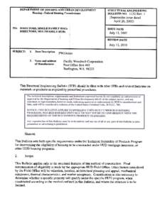 DEPARTMENT OF HOUSING AND URBAN DEVELOPMENT Housing. Federal Housing Commissioner STRUCTURAL ENGINEERING BULLETIN NO[removed]Rev. 1 (Supersedes issue dated