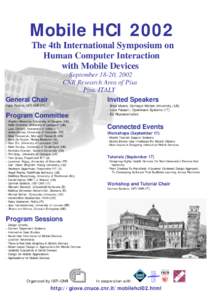 Mobile HCI 2002 The 4th International Symposium on Human Computer Interaction with Mobile Devices  General Chair