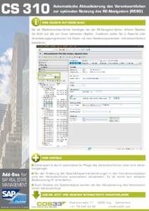 CS 310  Automatische Aktualisierung des Verantwortlichen zur optimalen Nutzung des RE-Navigators (RE80)  IHRE Objekte auf einen Blick