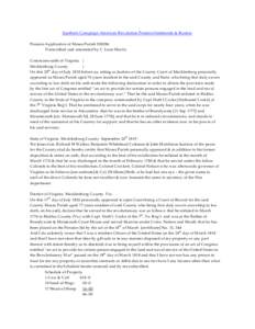 Southern Campaign American Revolution Pension Statements & Rosters Pension Application of Moses Parish S38286 Transcribed and annotated by C. Leon Harris Commonwealth of Virginia } Mecklenburg County }