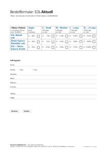 Bestellformular: EOL-Aktuell «News» auf www.eol.ch und/oder im Ämme Express veröffentlichen «News»-Pakete  Single