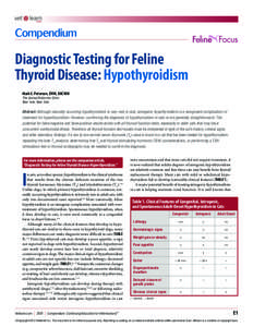 Diagnostic Testing for Feline Thyroid Disease: Hypothyroidism Mark E. Peterson, DVM, DACVIM The Animal Endocrine Clinic New York, New York