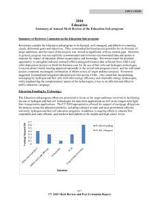 Education: DOE Hydrogen Program 2010 Annual Merit Review and Peer Evaluation Report