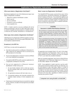 December 2007 BTR-114 Wisconsin Application for Registration Instructions - Business Tax Registration